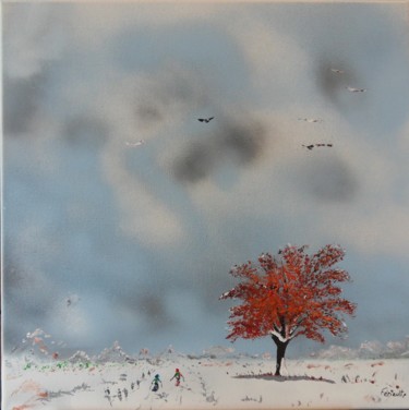 Painting titled "HIVERNAL" by Pascal Feriault, Original Artwork, Acrylic