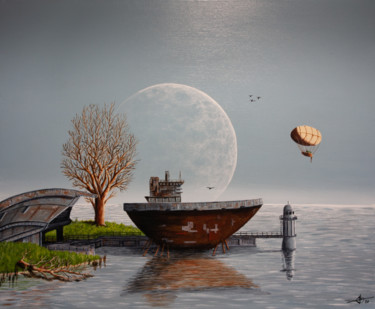Pintura titulada "Le chantier naval" por Pascal Genevois, Obra de arte original, Acrílico Montado en Bastidor de camilla de…