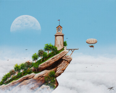 Peinture intitulée "La tour à la pointe" par Pascal Genevois, Œuvre d'art originale, Acrylique Monté sur Châssis en bois