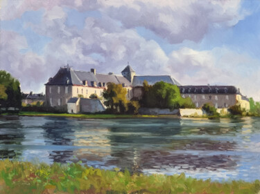 Peinture intitulée "Abbaye de Paimpont" par Pascal Giroud, Œuvre d'art originale, Huile
