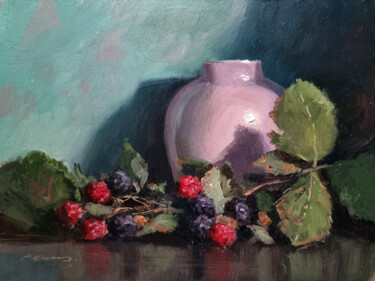 Peinture intitulée "Blackberries and a…" par Pascal Giroud, Œuvre d'art originale, Huile