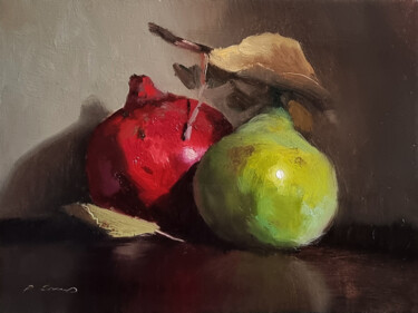 Painting titled "Pomegranate" by Pascal Giroud, Original Artwork, Oil