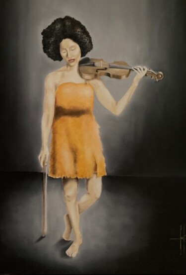 제목이 "Virtuoso from Soweto"인 미술작품 Pascal Herve로, 원작, 기름 나무 들것 프레임에 장착됨