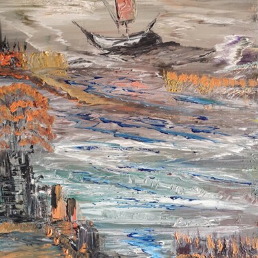 Pintura titulada "beetween  beach and…" por Pascal Jung, Obra de arte original, Oleo