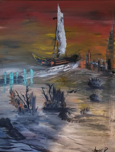 Pintura titulada "ON THE BEACH  PERDI…" por Pascal Jung, Obra de arte original, Oleo