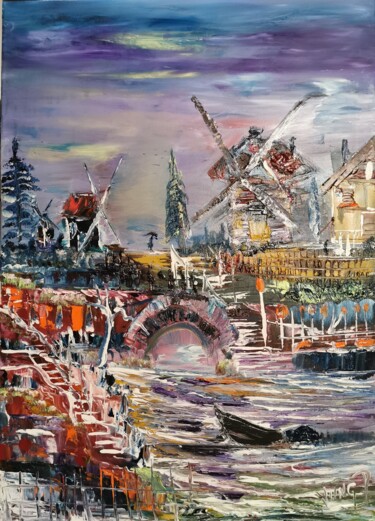 Painting titled "LE MOULIN DE LA ROC…" by Pascal Jung, Original Artwork, Oil