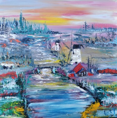 Painting titled "La vallée des mouli…" by Pascal Jung, Original Artwork, Oil