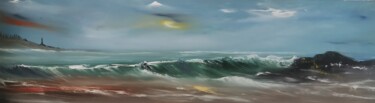 Schilderij getiteld "The wave" door Pascal Jung, Origineel Kunstwerk, Olie