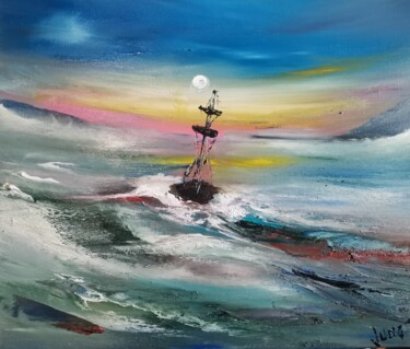 Schilderij getiteld "Emotions with waves" door Pascal Jung, Origineel Kunstwerk, Olie