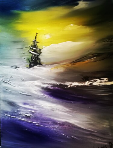 Pintura intitulada "Seascape in emotion…" por Pascal Jung, Obras de arte originais, Óleo