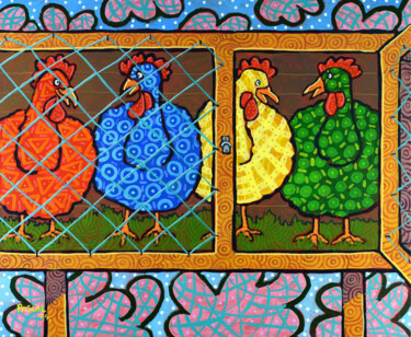 绘画 标题为“Chicken talk” 由Pascal Lagesse, 原创艺术品, 丙烯