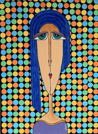 Peinture intitulée "Portrait féminin 14" par Pascal Lago, Œuvre d'art originale, Acrylique Monté sur Châssis en bois
