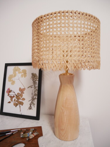 Design intitulée "Pied de lampe n°1" par Pascal Lamy (A l'atelier du bois), Œuvre d'art originale, Luminaire
