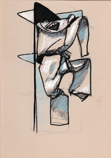 Drawing titled "Paréidolie-1" by Pascal Maestri, Original Artwork, Ballpoint pen