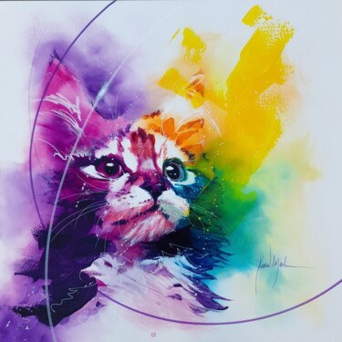 Peinture intitulée "THE CAT" par Pascal Merlin, Œuvre d'art originale, Acrylique Monté sur Châssis en bois