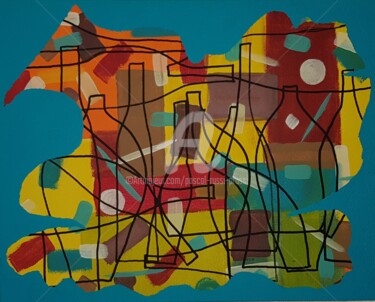 Картина под названием "Les flacons" - Pascal Russi (PRussi), Подлинное произведение искусства, Акрил Установлен на Деревянна…