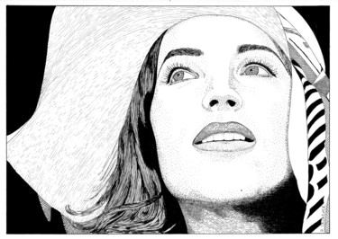 Dessin intitulée "Romy Schneider" par Pascal Tavarner, Œuvre d'art originale, Encre