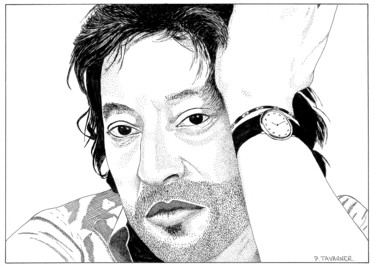 Disegno intitolato "Serge Gainsbourg" da Pascal Tavarner, Opera d'arte originale, Inchiostro