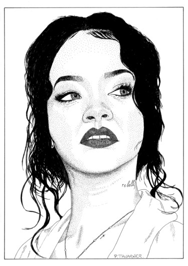 Desenho intitulada "Rihanna" por Pascal Tavarner, Obras de arte originais, Tinta