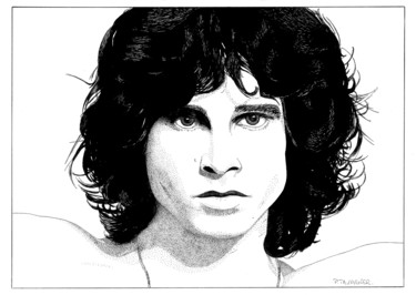 「Jim Morrison」というタイトルの描画 Pascal Tavarnerによって, オリジナルのアートワーク, インク
