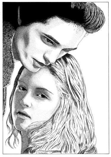 Desenho intitulada "Kristen Stewart et…" por Pascal Tavarner, Obras de arte originais, Tinta