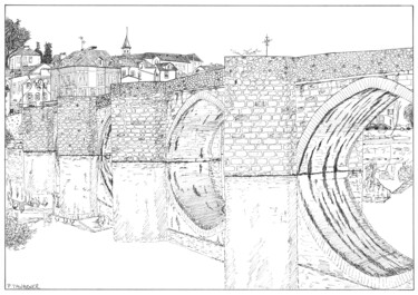 Tekening getiteld "Pont Saint-Etienne" door Pascal Tavarner, Origineel Kunstwerk, Inkt