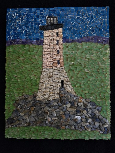 Scultura intitolato "Phare de la Vieille…" da Nadine Danis, Opera d'arte originale, Mosaico