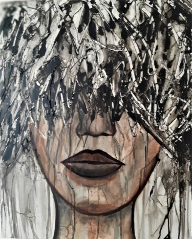 Painting titled "ASSÏA" by Pascale Albizzati, Original Artwork, Acrylic Mounted on Wood Stretcher frame