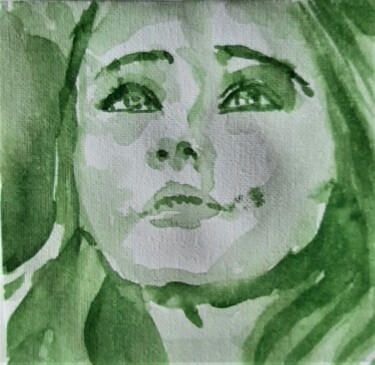 Painting titled "Priscila" by Pascale Albizzati, Original Artwork, Ink Mounted on Cardboard