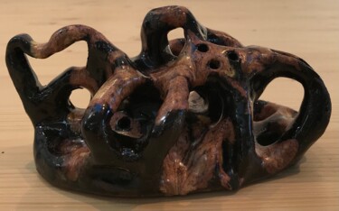 Sculpture titled "Rituel encens" by Pascale De Iudicibus, Original Artwork, Clay