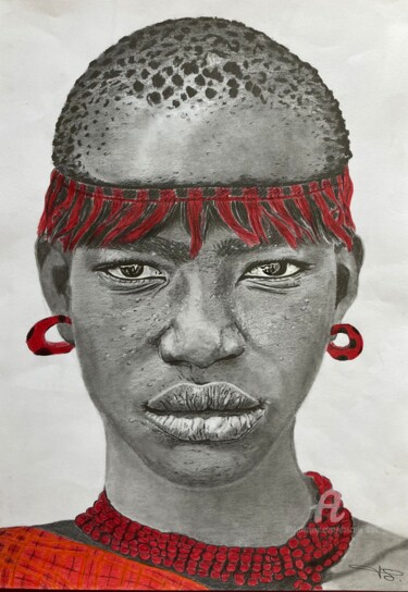 图画 标题为“Femme d’Ethiopie” 由Pascale Scheip, 原创艺术品, 铅笔