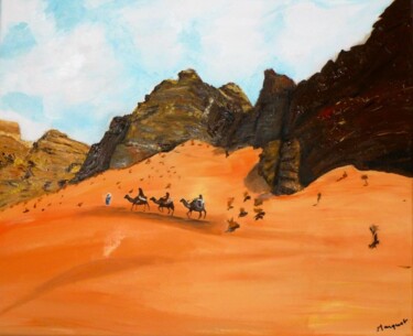 Pintura intitulada "Wadi Rum" por Pascaline Marquet Bernard, Obras de arte originais, Óleo