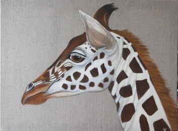 Peinture intitulée "FLO la girafe" par Pascale Pfeiffer, Œuvre d'art originale, Acrylique