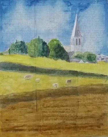 Painting titled "village du morvan(r…" by Pascale Coutoux, Original Artwork, Watercolor