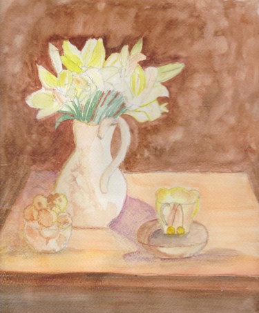 Ζωγραφική με τίτλο "bouquet de fleurs b…" από Pascale Coutoux, Αυθεντικά έργα τέχνης, Ακουαρέλα
