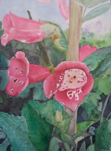 绘画 标题为“fleur tropicale” 由Pascale Coutoux, 原创艺术品, 水彩