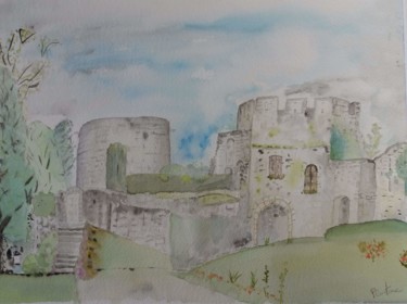 Painting titled "Château de Gisors" by Pascale Coutoux, Original Artwork, Watercolor