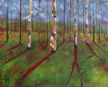 Peinture intitulée "forêt" par Pascale Garnier, Œuvre d'art originale