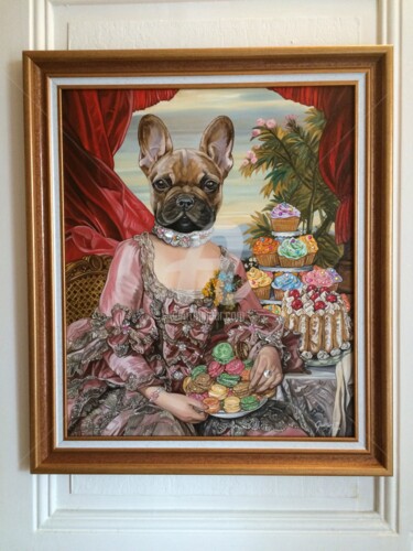 Tableau Avec Cadre Peinture Bouledogue D, Peinture par Pascal Guérin