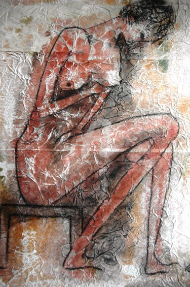 Peinture intitulée "la-femme-au-tabouret" par Pascal, Œuvre d'art originale