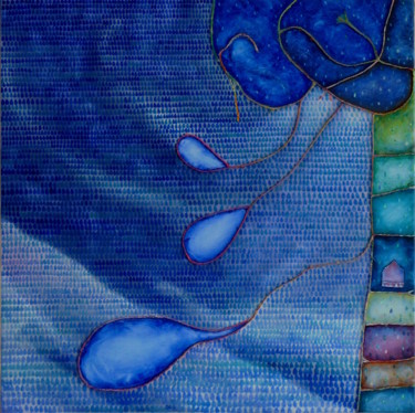제목이 "dans l'arbre de plu…"인 미술작품 Pascal Stutz로, 원작, 기름 나무 들것 프레임에 장착됨