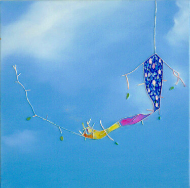 Pintura titulada "dans l'arbre de plu…" por Pascal Stutz, Obra de arte original, Oleo