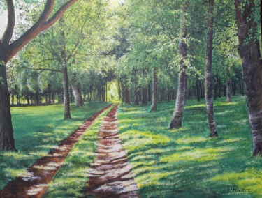Painting titled "le parc de Tredion…" by Pascal Riviere, Original Artwork, Acrylic Mounted on Cardboard