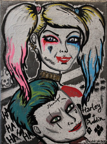 Картина под названием "Harley Quinn and Jo…" - Pasthete // Salima Woestyn, Подлинное произведение искусства, Другой