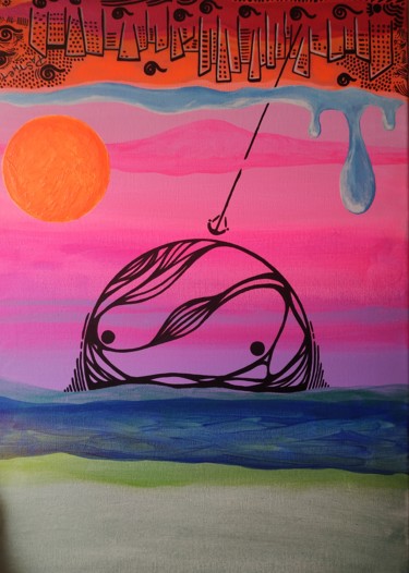 Pintura titulada "Kappa 33 Pink Sun" por Pasthete // Salima Woestyn, Obra de arte original, Acrílico