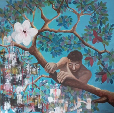 제목이 "Masculin"인 미술작품 Patrizia Ferrara로, 원작, 아크릴 나무 들것 프레임에 장착됨