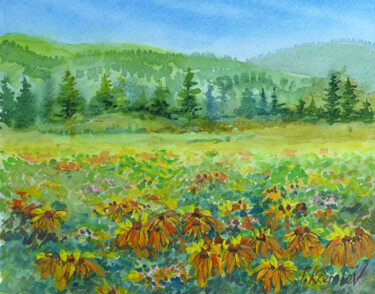 Картина под названием "Flower Glade" - Tatiana Kremlev (Chvetsova), Подлинное произведение искусства, Акварель