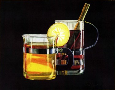Pintura titulada "Tee whith Lemon" por Tatiana Kremlev (Chvetsova), Obra de arte original, Oleo