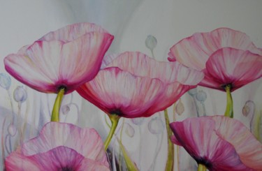 Pintura titulada "Poppy Flowers" por Patricia Matser, Obra de arte original, Acrílico Montado en Panel de madera