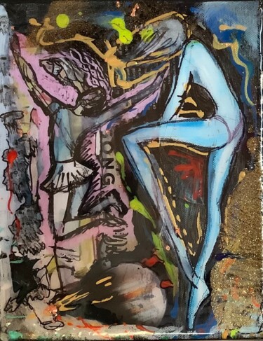 Картина под названием "Danse: sauter sur l…" - Patmoli, Подлинное произведение искусства, Акрил